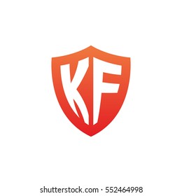 Initial letters KF shield shape red simple logo