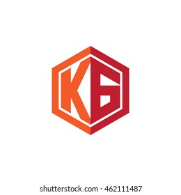 Initial letters KG hexagon shape logo red orange