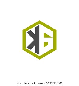 Initial letters KG negative space hexagon shape logo green black gray