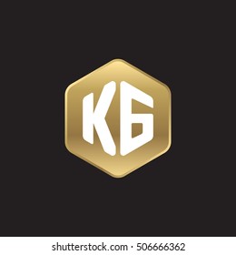 Initial letters KG rounded hexagon shape gold modern logo