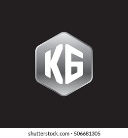 Initial letters KG rounded hexagon shape silver modern logo