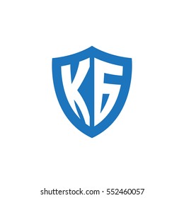Initial letters KG shield shape blue simple logo