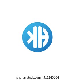 Initial letters KH circle shape blue simple logo