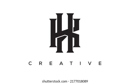 Initial letters KH, HK monogram logo design with creative style alphabet symbol. spiral letters universal elegant vector emblem, logotype. Graphic alphabet symbol for corporate identity