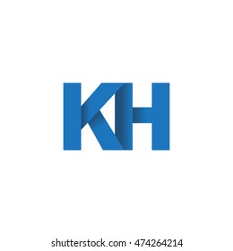 Initial letters KH overlapping fold logo blue