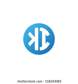 Initial letters KI circle shape blue simple logo