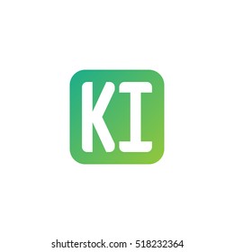 Initial letters KI rounded square shape green simple logo