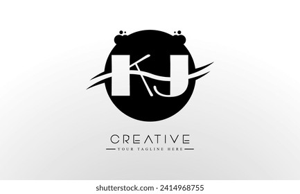 Initial Letters KJ Circle Logo Fully Editable Logo Template