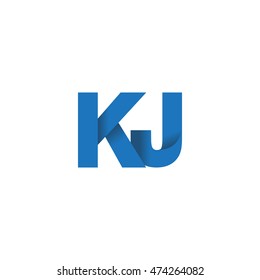 Initial letters KJ overlapping fold logo blue