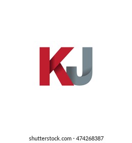 Initial letters KJ overlapping fold logo red gray