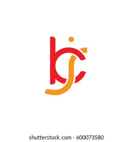 Initial letters kj, round linked overlapping chain shape lowercase logo modern design red orange