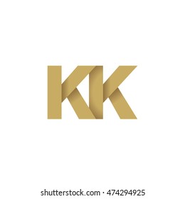 Initial letters KK overlapping fold logo brown gold