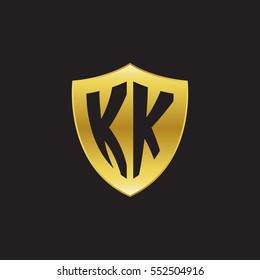 Initial letters KK shield shape gold logo