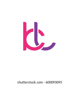 Initial letters kl, round linked overlapping chain shape lowercase logo modern design pink purple