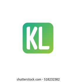 Initial letters KL rounded square shape green simple logo