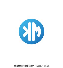 Initial letters KM circle shape blue simple logo