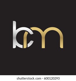 Initial letters km, round linked overlapping chain shape lowercase logo modern design silver gold