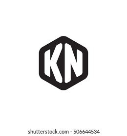 Initial letters KN rounded hexagon shape monogram black simple modern logo