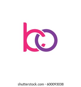 Initial letters ko, round linked overlapping chain shape lowercase logo modern design pink purple