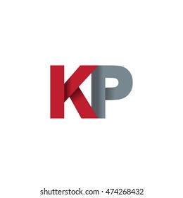 Initial letters KP overlapping fold logo red gray