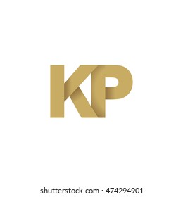 Initial letters KP overlapping fold logo brown gold