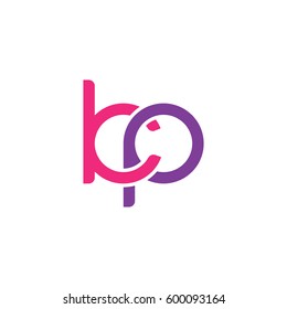 Initial letters kp, round linked overlapping chain shape lowercase logo modern design pink purple