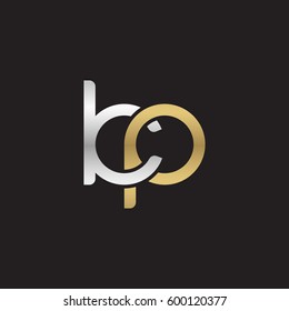 Initial letters kp, round linked overlapping chain shape lowercase logo modern design silver gold
