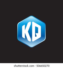 Initial letters KQ rounded hexagon shape blue modern logo