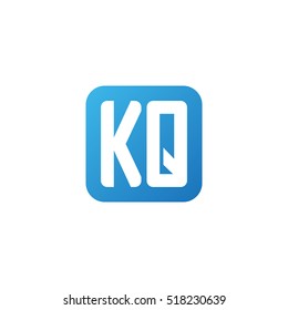 Initial letters KQ rounded square shape blue simple logo