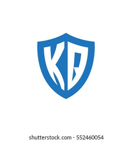 Initial letters KQ shield shape blue simple logo