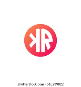 Initial letters KR circle shape red orange simple logo
