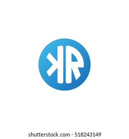 Initial letters KR circle shape blue simple logo