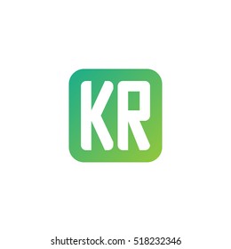 Initial letters KR rounded square shape green simple logo