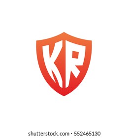 Initial letters KR shield shape red simple logo