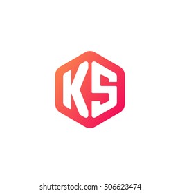 Initial letters KS rounded hexagon shape red orange simple modern logo