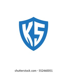 Initial letters KS shield shape blue simple logo