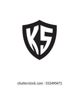 Initial letters KS shield shape black monogram logo