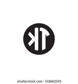 Initial letters KT circle shape monogram black simple logo