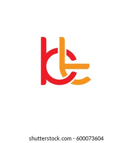 Initial letters kt, round linked overlapping chain shape lowercase logo modern design red orange