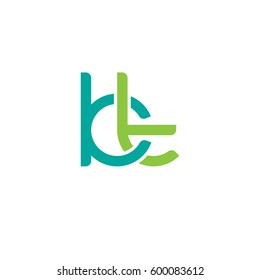 Initial letters kt, round linked overlapping chain shape lowercase logo modern design modern green