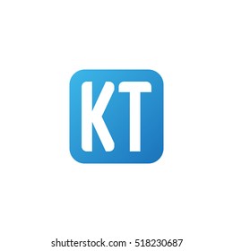 Initial letters KT rounded square shape blue simple logo