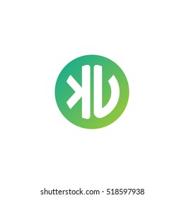 Initial letters KU circle shape green simple logo
