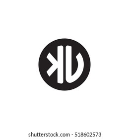 Initial letters KU circle shape monogram black simple logo