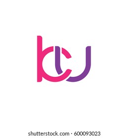Initial letters ku, round linked overlapping chain shape lowercase logo modern design pink purple