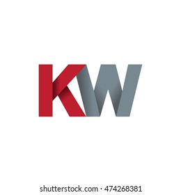 Initial letters KW overlapping fold logo red gray