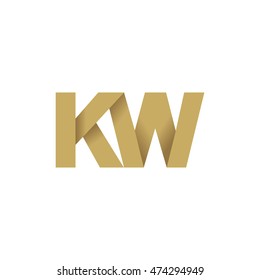 Initial letters KW overlapping fold logo brown gold