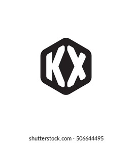 Initial letters KX rounded hexagon shape monogram black simple modern logo