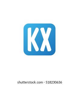 Initial letters KX rounded square shape blue simple logo