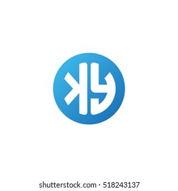 Initial letters KY circle shape blue simple logo