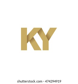 Initial letters KY overlapping fold logo brown gold